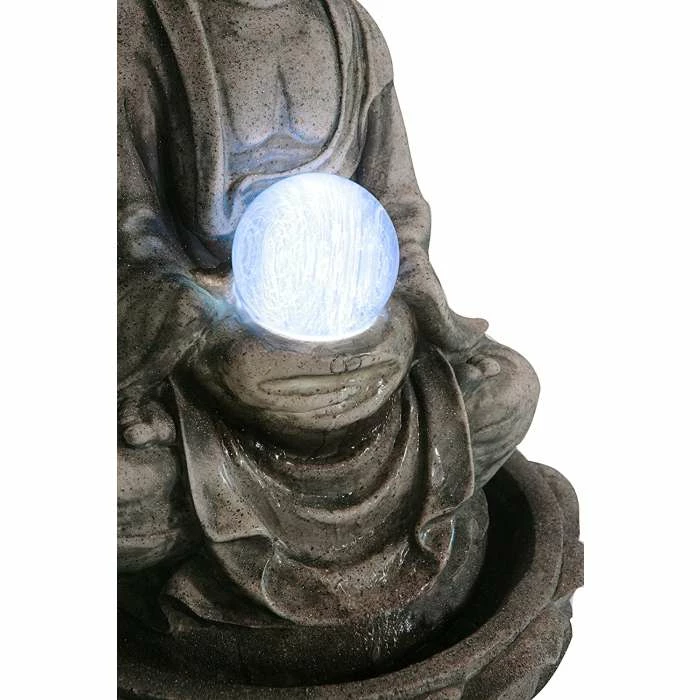 H66cm Buddha & Crystal Ball Water Feature with LED Lights | Indoor/Outdoor Use by Ambienté - Image 3