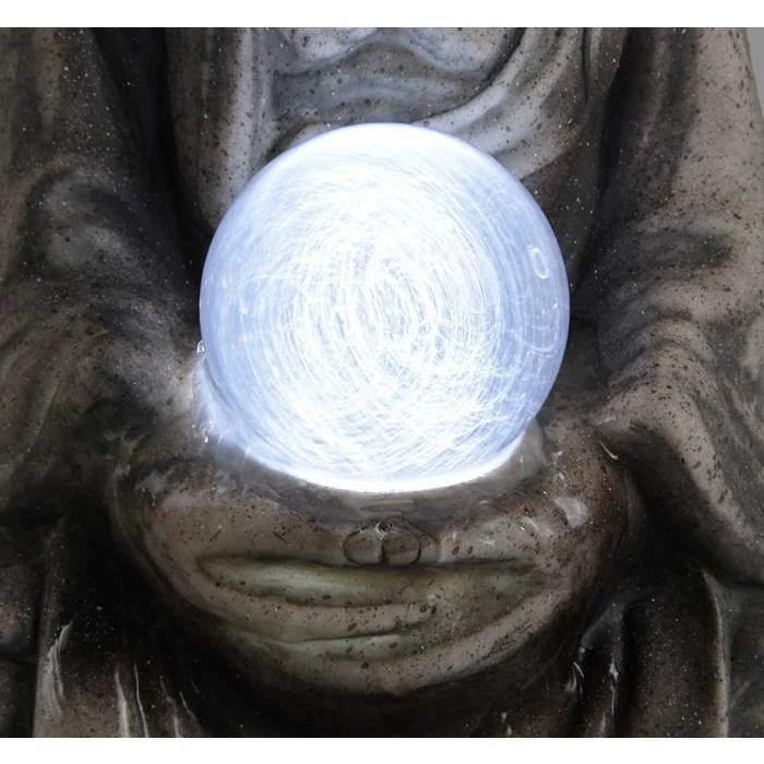 H66cm Buddha & Crystal Ball Water Feature with LED Lights | Indoor/Outdoor Use by Ambienté - Image 6
