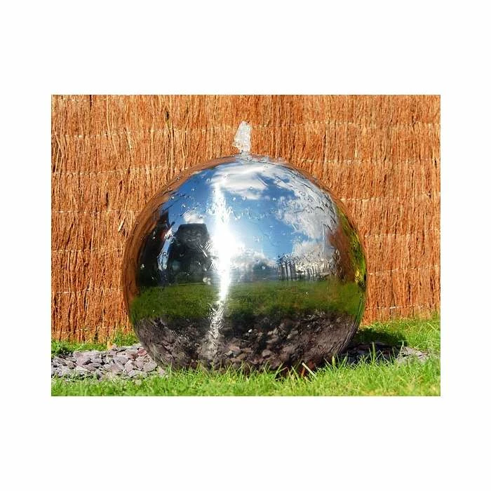 H40cm Polished Sphere Stainless Steel Water Feature with Lights by Ambienté - Image 2