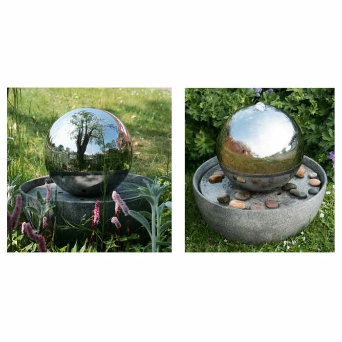 H45cm Eclipse Sphere Stainless Steel Water Feature with Lights | Indoor/Outdoor Use by Ambienté - Image 3