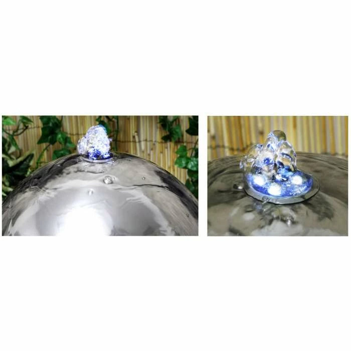 H45cm Eclipse Sphere Stainless Steel Water Feature with Lights | Indoor/Outdoor Use by Ambienté - Image 4