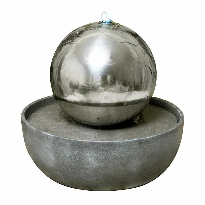 H45cm Eclipse Sphere Stainless Steel Water Feature with Lights | Indoor/Outdoor Use by Ambienté - Image 2