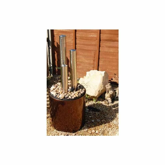 100cm 3-Tier Tube Stainless Steel Water Feature with Lights | Indoor/Outdoor Use by Ambienté - Image 4