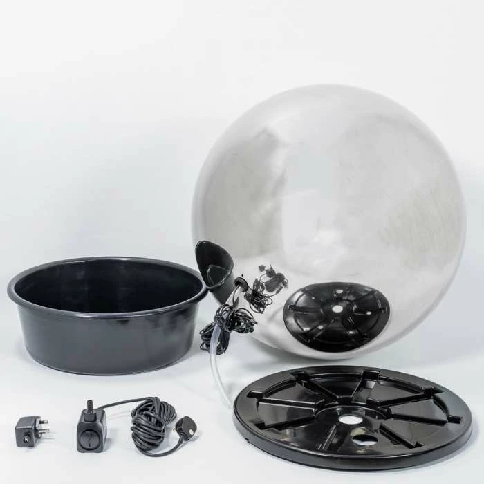 H60cm Brushed Sphere Stainless Steel Water Feature by Ambienté - Image 3