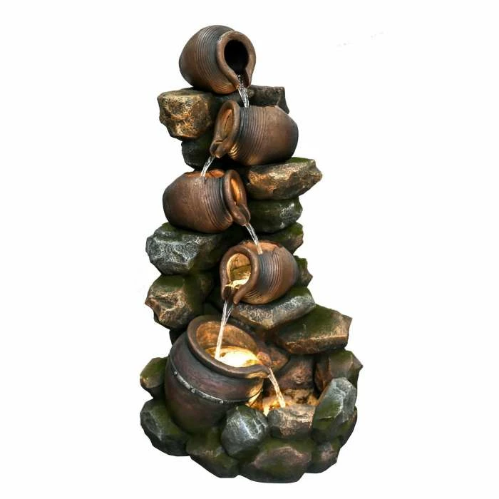 H56cm Dakota Pouring Pots Cascading Water Feature with Lights