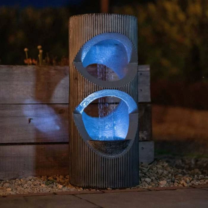 81cm Textured Column Rain Fall Effect Water Feature By Ambienté - Image 2