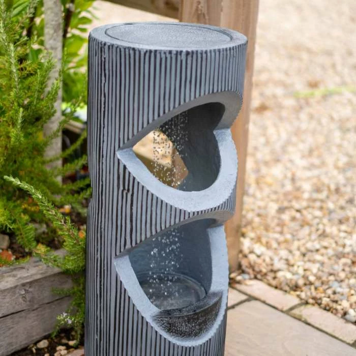 81cm Textured Column Rain Fall Effect Water Feature By Ambienté - Image 4