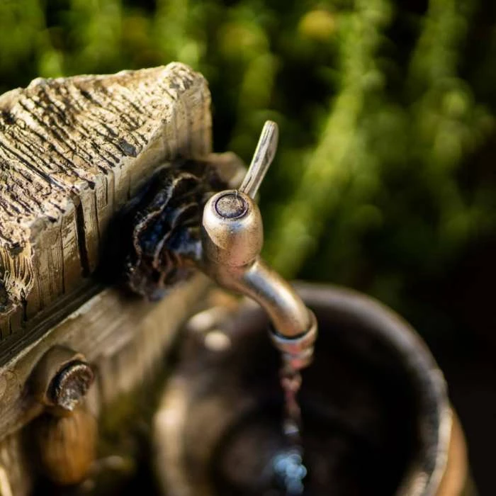 60cm Rustic Tap Bucket And Barrel Tiered Planter Water Feature With Lights By Ambienté - Image 7