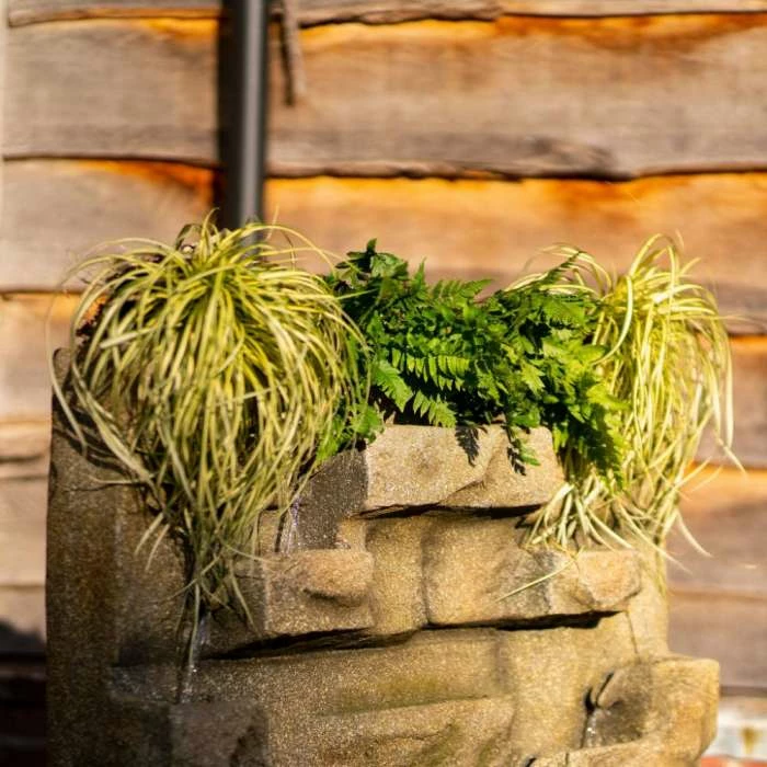 180cm Stone Water Wall Tiered Cascading Planter Water Feature With Lights By Ambienté - Image 5