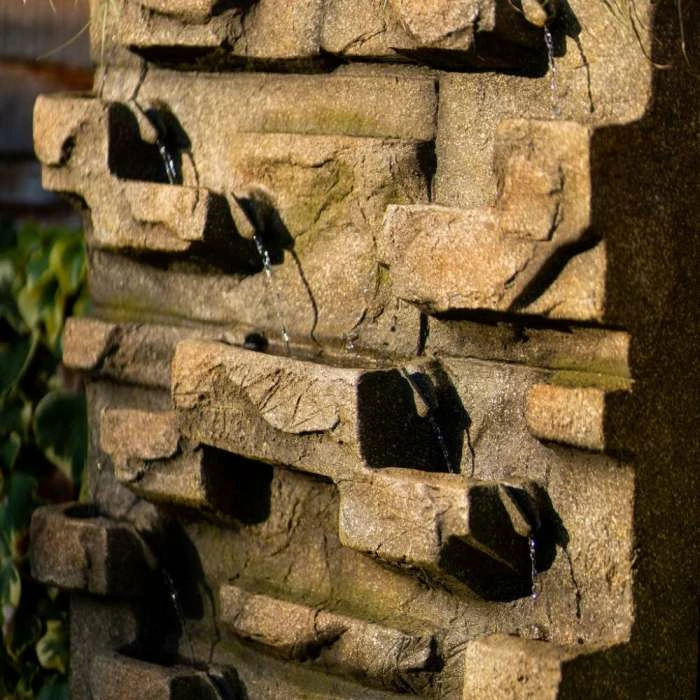 180cm Stone Water Wall Tiered Cascading Planter Water Feature With Lights By Ambienté - Image 8