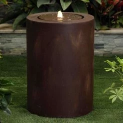 60cm Polyresin Zen Column Water Feature With Lights