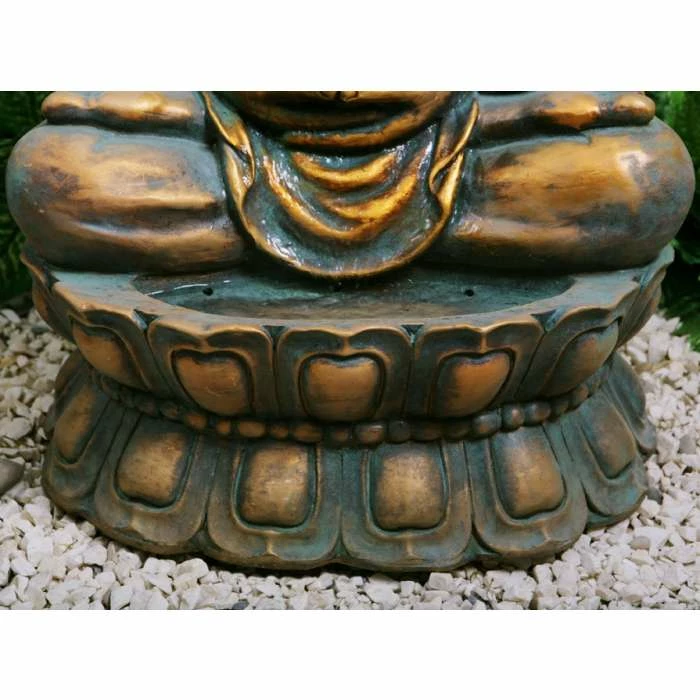 H93cm Golden Buddha Water Feature with Lights & Spinning Ball by Ambienté - Image 5