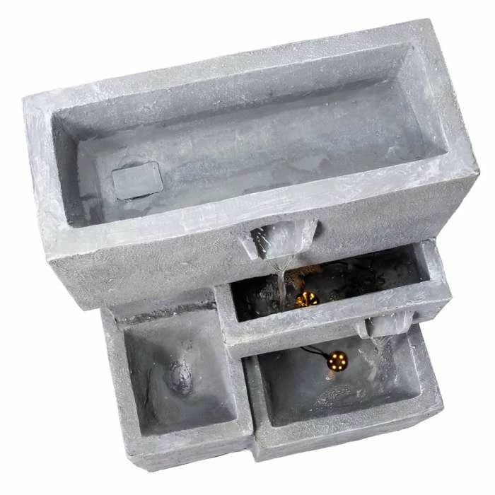 H78cm Higgledy Troughs Water Feature & Planter with Lights | Indoor/Outdoor Use by Ambienté - Image 3