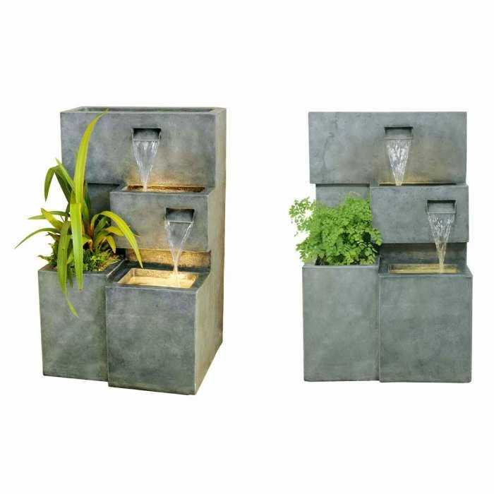 H78cm Higgledy Troughs Water Feature & Planter with Lights | Indoor/Outdoor Use by Ambienté - Image 5