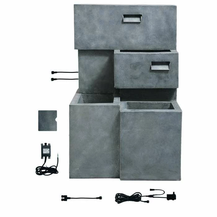 H78cm Higgledy Troughs Water Feature & Planter with Lights | Indoor/Outdoor Use by Ambienté - Image 6