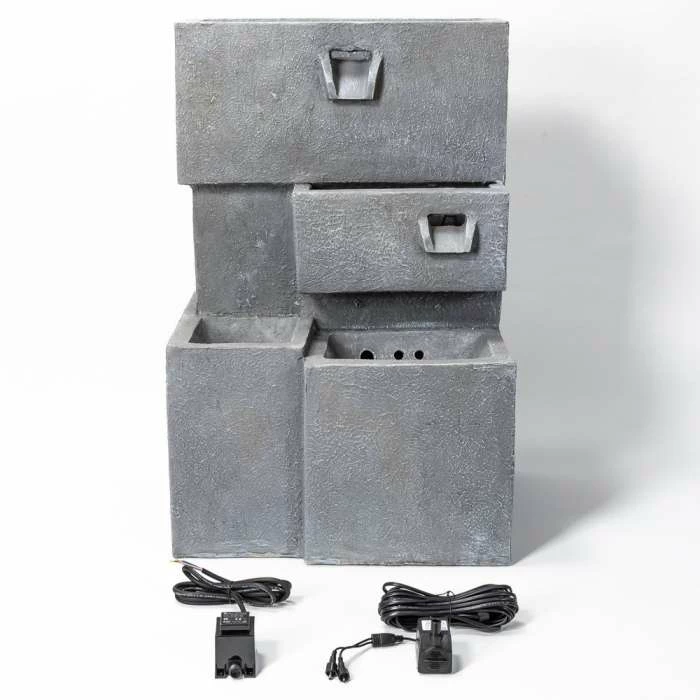 H78cm Higgledy Troughs Water Feature & Planter with Lights | Indoor/Outdoor Use by Ambienté - Image 7