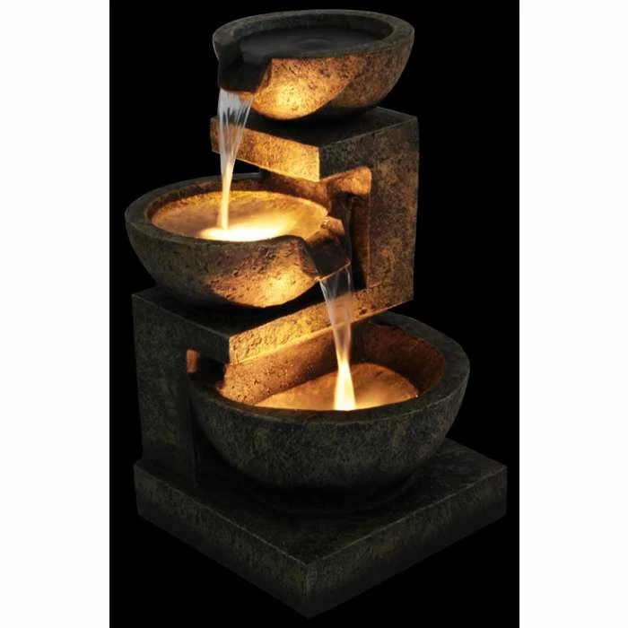 H62cm Kendal 3-Tier Cascading Water Feature with Lights | Indoor/Outdoor Use by Ambienté - Image 6