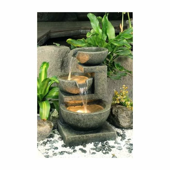 H62cm Kendal 3-Tier Cascading Water Feature with Lights | Indoor/Outdoor Use by Ambienté - Image 2