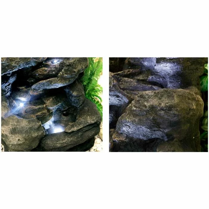 H54cm 4-Tier Rock Falls Water Feature with Lights | Indoor/Outdoor Use by Ambienté - Image 3