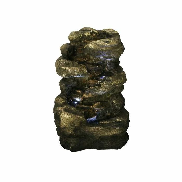 H54cm 4-Tier Rock Falls Water Feature with Lights | Indoor/Outdoor Use by Ambienté - Image 5