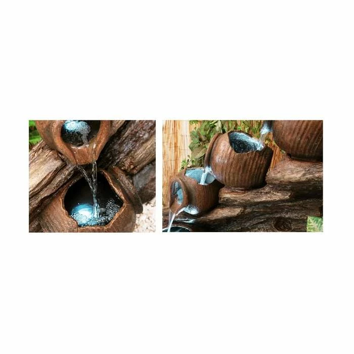 H81cm 4-Tier Oil Jar Cascading Water Feature with Lights | Indoor/Outdoor Use by Ambienté - Image 4