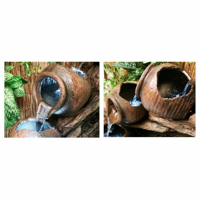 H81cm 4-Tier Oil Jar Cascading Water Feature with Lights | Indoor/Outdoor Use by Ambienté - Image 6