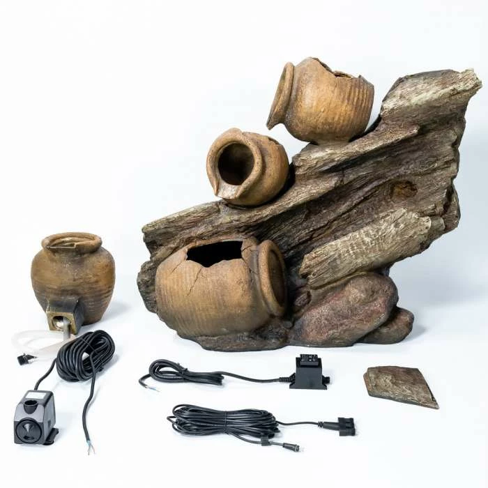 H81cm 4-Tier Oil Jar Cascading Water Feature with Lights | Indoor/Outdoor Use by Ambienté - Image 7