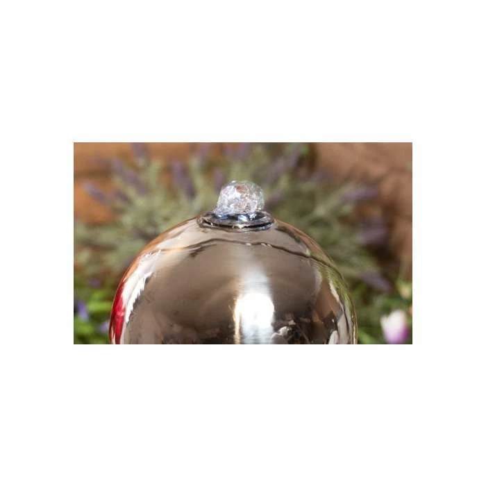 H23cm Eclipse Sphere Stainless Steel Water Feature with Lights | Indoor/Outdoor Use - by Ambienté - Image 3