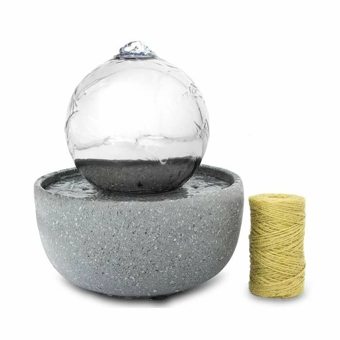 H23cm Eclipse Sphere Stainless Steel Water Feature with Lights | Indoor/Outdoor Use - by Ambienté - Image 6