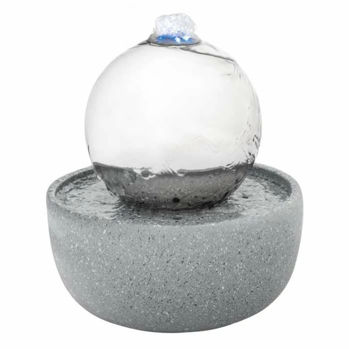 H23cm Eclipse Sphere Stainless Steel Water Feature with Lights | Indoor/Outdoor Use - by Ambienté - Image 2