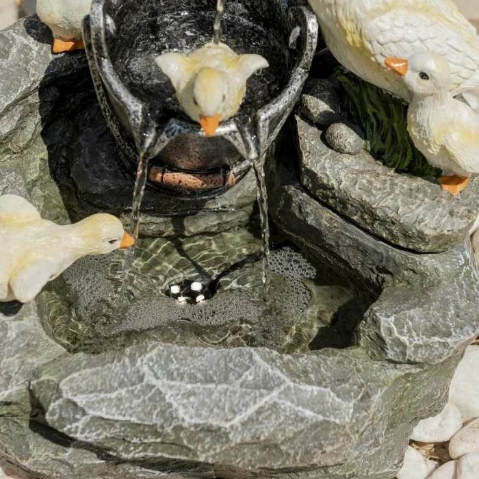 H56cm Duck Family at Old Tap Water Feature with Lights by Ambienté - Image 8