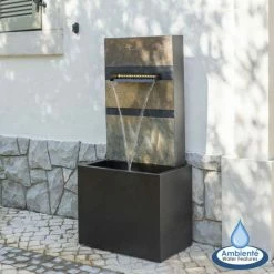 H100cm Alhambra Zinc & Stone Water Feature with Lights by Ambienté