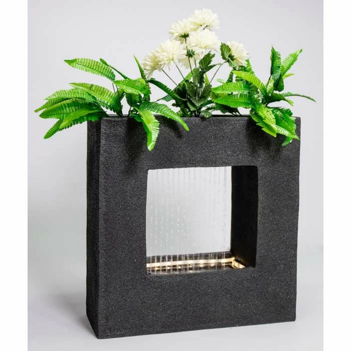 H56cm Rain Effect Water Feature with Planter | Indoor/Outdoor Use by Ambienté - Image 2