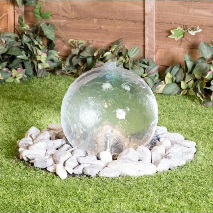 W30cm Translucent Sphere Water Feature with Colour Changing LEDs by Ambienté - Image 3