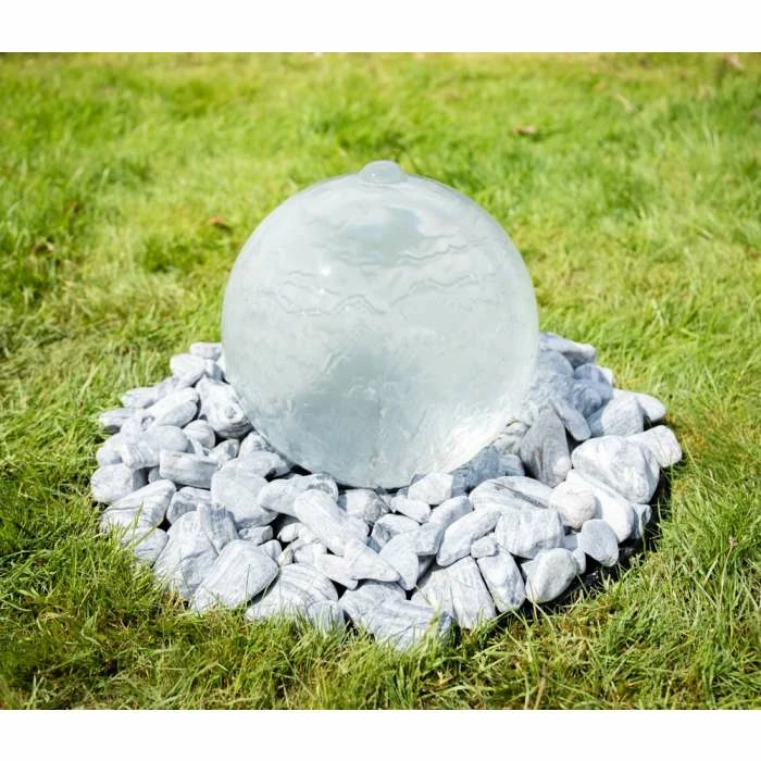 W30cm Translucent Sphere Water Feature with Colour Changing LEDs by Ambienté - Image 5