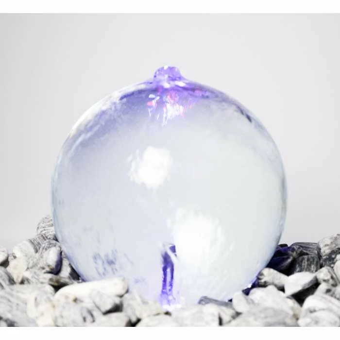 W30cm Translucent Sphere Water Feature with Colour Changing LEDs by Ambienté - Image 6