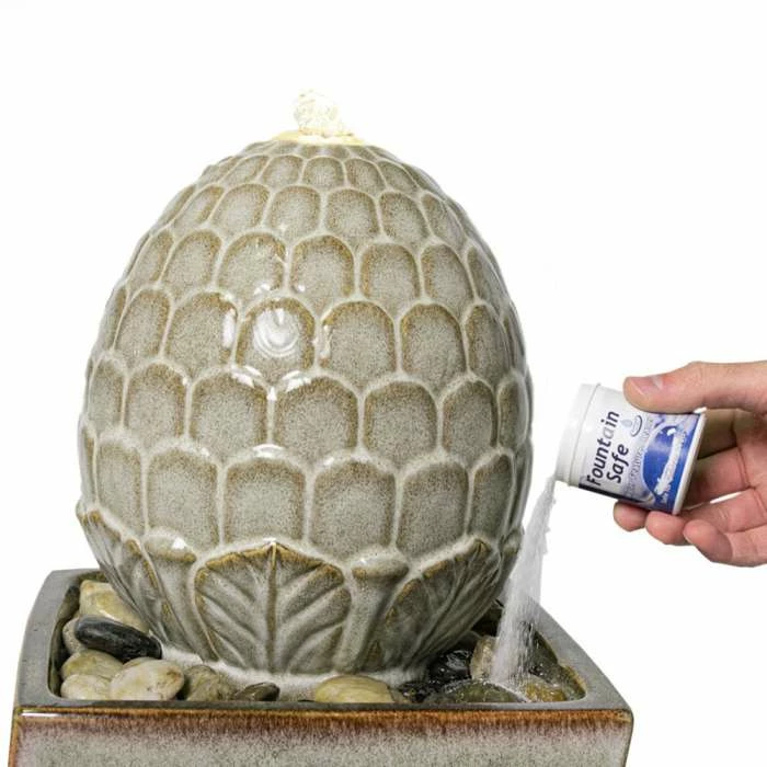 H86cm Grey Olvera Pineapple Ceramic Water Feature with Lights by Ambienté - Image 2
