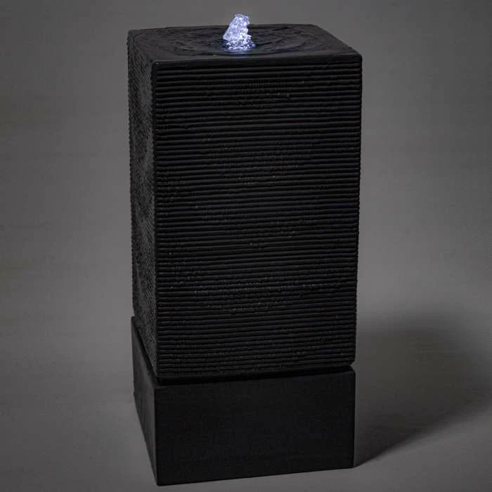 H85cm Bari Square Column with Rippling Effect Water Feature with Lights - Outdoor use - By Ambienté - Image 4