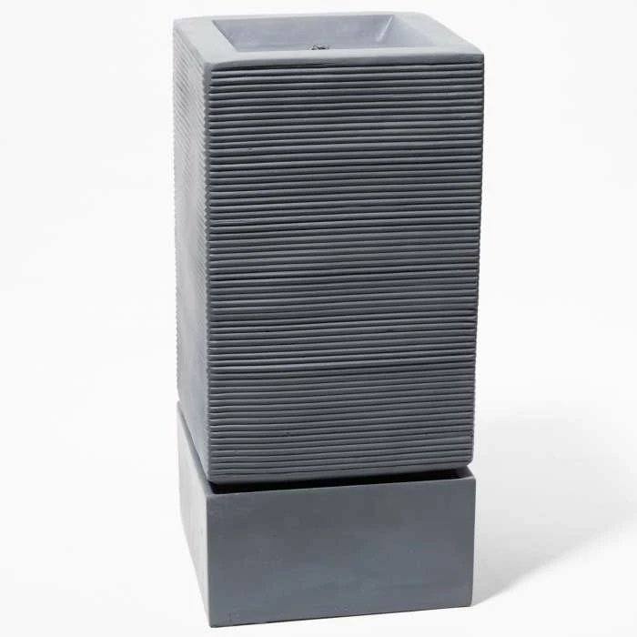 H85cm Bari Square Column with Rippling Effect Water Feature with Lights - Outdoor use - By Ambienté - Image 2