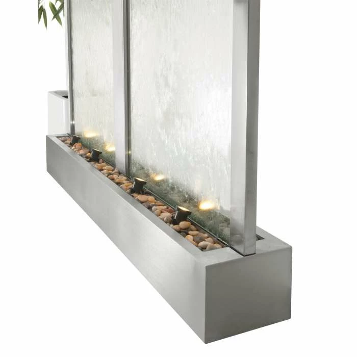 H203cm Colossus Stainless Steel & Glass Water Wall Cascade | Indoor & Outdoor use by Ambienté - Image 6