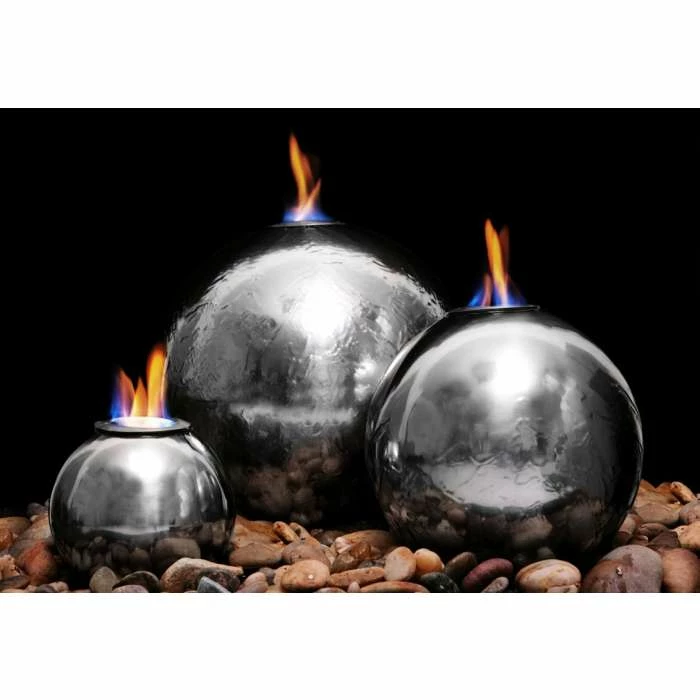 H59cm Magma Triple Sphere Stainless Steel Fire & Water Feature | Indoor/Outdoor Use by Ambienté - Image 3