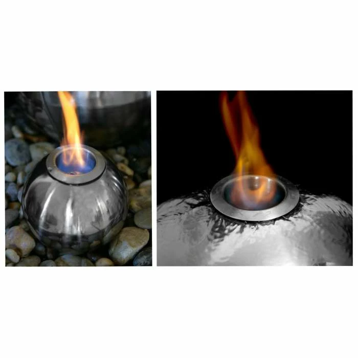 H59cm Magma Triple Sphere Stainless Steel Fire & Water Feature | Indoor/Outdoor Use by Ambienté - Image 4