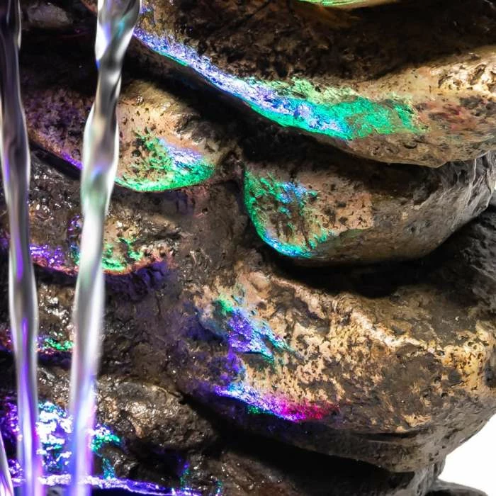 H27cm Triple Trickle Honey Pots Water Feature with Lights | Indoor/Outdoor Use by Ambienté - Image 6