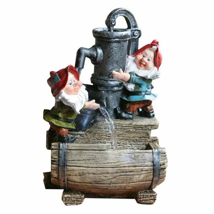 H28cm Garden Helpers Pump & Barrel Water Feature with LED Light by Ambienté - Image 2