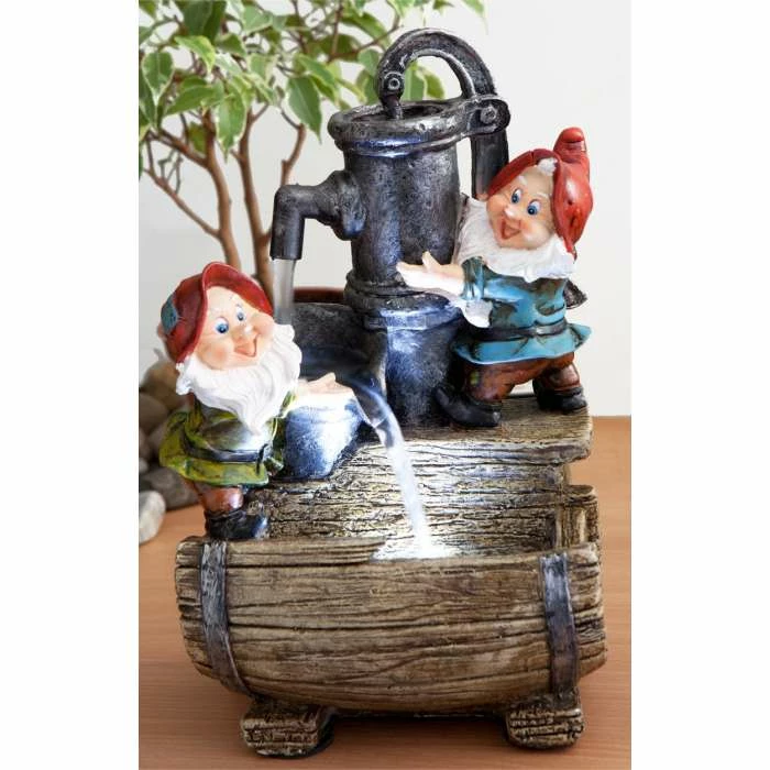 H28cm Garden Helpers Pump & Barrel Water Feature with LED Light by Ambienté - Image 5