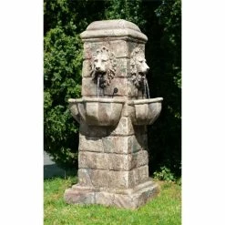 H100cm Majestic Lion Water Feature with Lights | Indoor/Outdoor Use by Ambienté