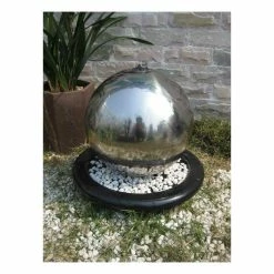 Alger Stainless Steel Sphere Water Feature with LED Lights