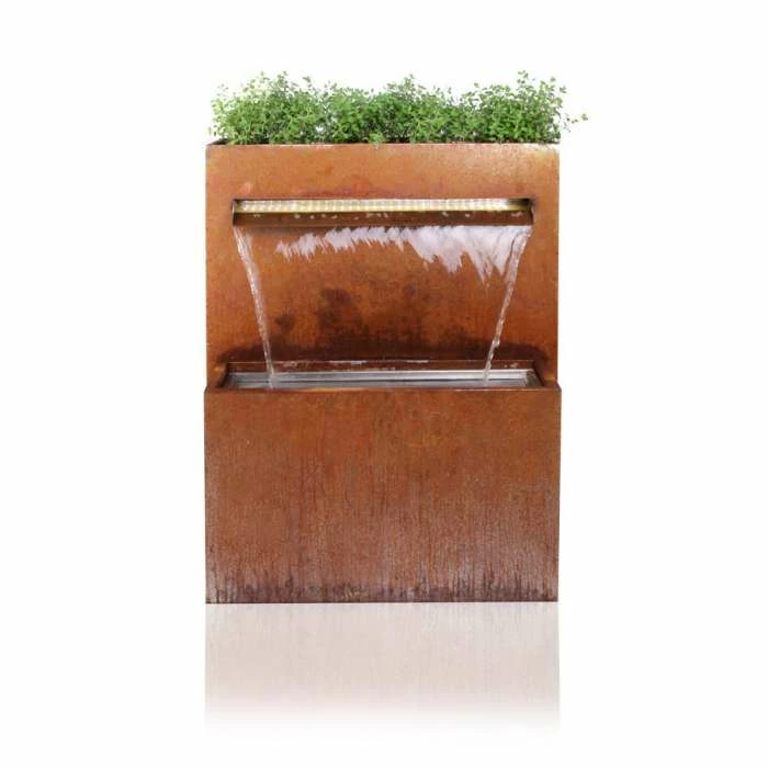 H89cm Langley Corten Steel Waterfall Cascade Planter with Lights by Ambienté - Image 2