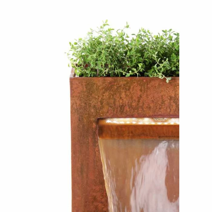 H89cm Langley Corten Steel Waterfall Cascade Planter with Lights by Ambienté - Image 3