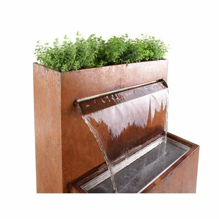 H89cm Langley Corten Steel Waterfall Cascade Planter with Lights by Ambienté - Image 4